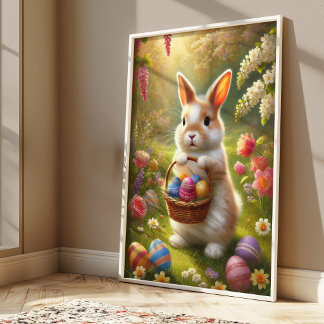 Cute Easter Bunny Poster | Arte de pared de conejo