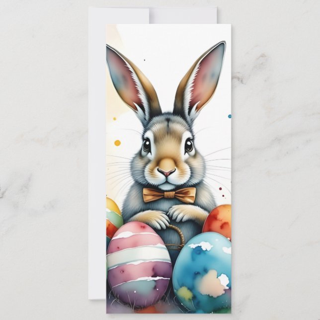 Cute Easter Bunny with Colorful Painted Eggs (Anverso)