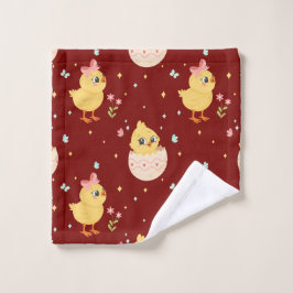 Cute Easter Chick with Pink Bow Seamless Pattern 