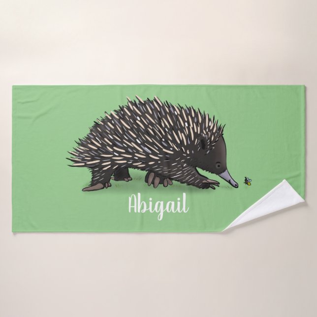 Cute echidna con ilustracion de personalizado de a (Toalla de baño)