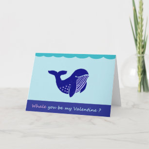 Cute El día de San Valentín Whale Graciosa Tarjeta