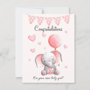 Cute elefante bebé tarjeta de felicitaciones