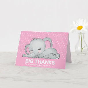 Cute Elefante Rosa Grandes gracias Tarjeta