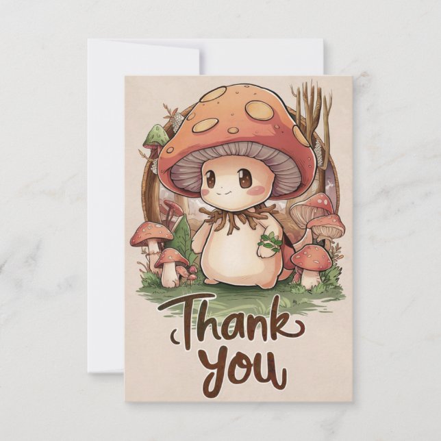 Cute Elegant Mushroom Tarjeta de agradecimiento (Anverso)