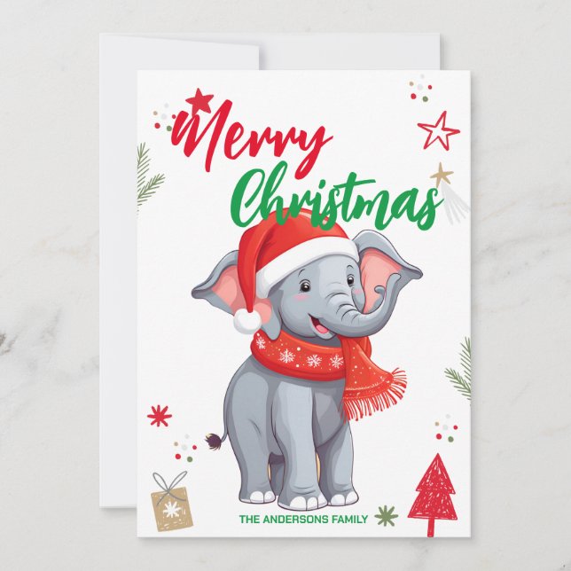 Cute Elephant Árbol de Navidad (Anverso)