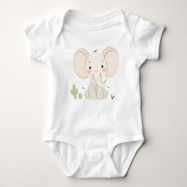 Cute Elephant Baby Jersey Bodysuit (Anverso)