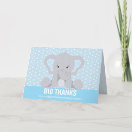 Cute Elephant Big Gracias Tarjeta Azul Gracias