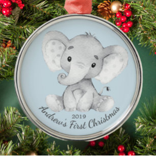 Cute Elephant Boys primer ornamento de Navidad