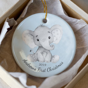 Cute Elephant Boys primer ornamento de Navidad