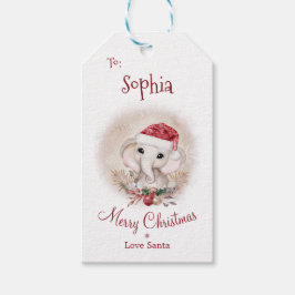 Cute Elephant Niños Chicas Navidades etiqueta de r