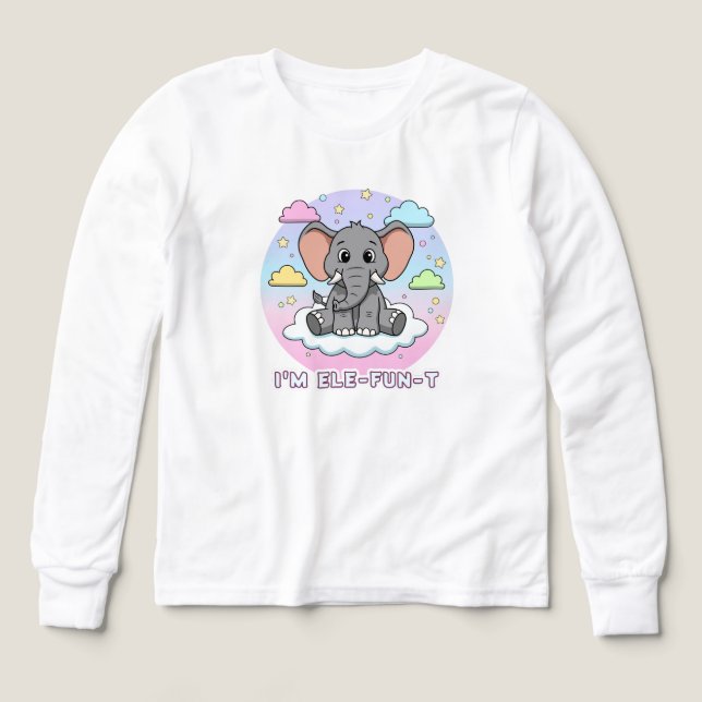 Cute Elephant on Cloud - I'm Ele-Fun-t Pun (Diseño frontal)