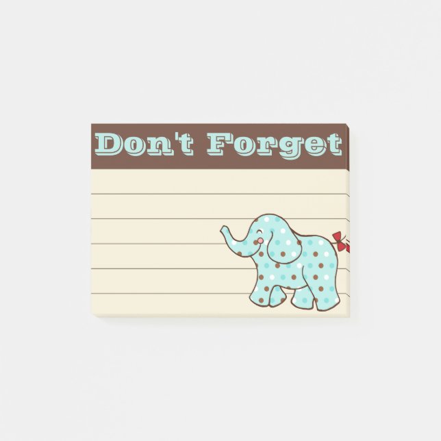 Cute Elephant To Do List Post Notas Regalo (Anverso)