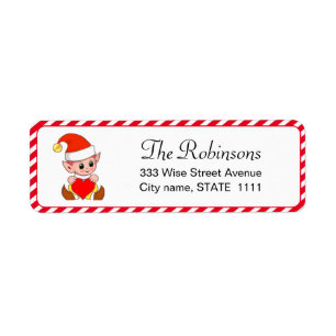 Cute Elfo de Navidad en Etiqueta Blanca