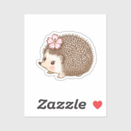Cute Erizo con Pegatina de Acuarela de Flor