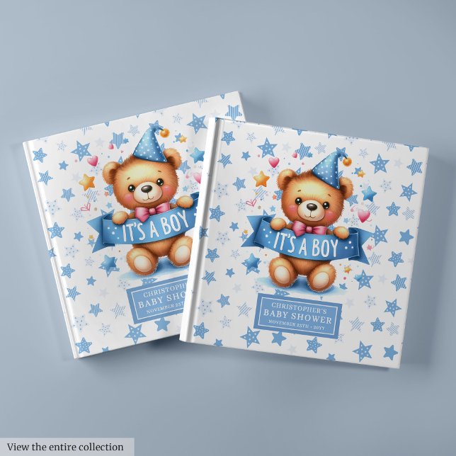 Cute Es un niño de peluche libro de invitados de b (Cute It’s a boy teddy bear guest book baby shower)