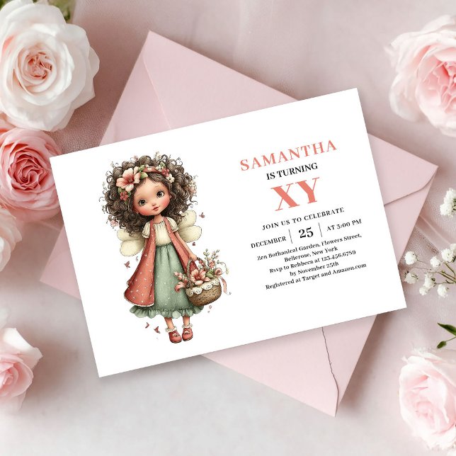 Cute Fairy Girl 6º Cumpleaños Invitaciones de Blus (Cute Fairy Girl 6th Birthday Blush Magic invitation)