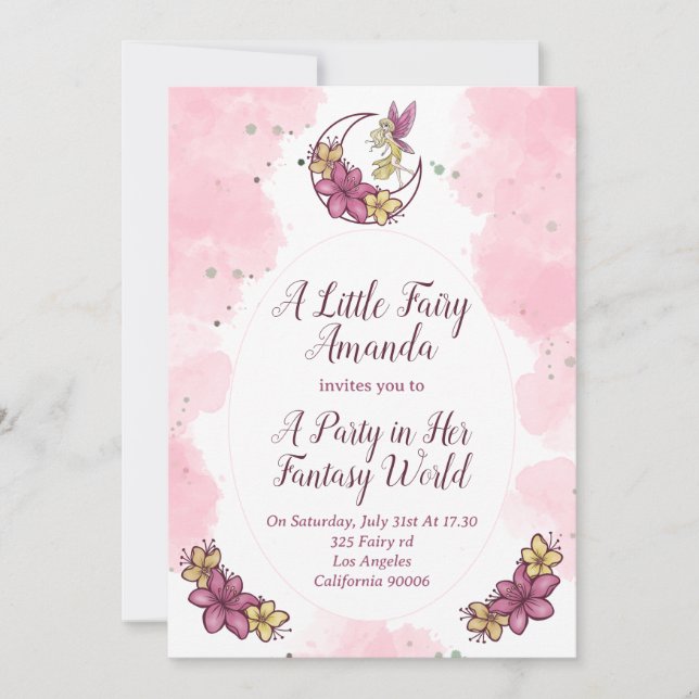Cute Fantasía en la invitación de la fiesta en la  (Anverso)