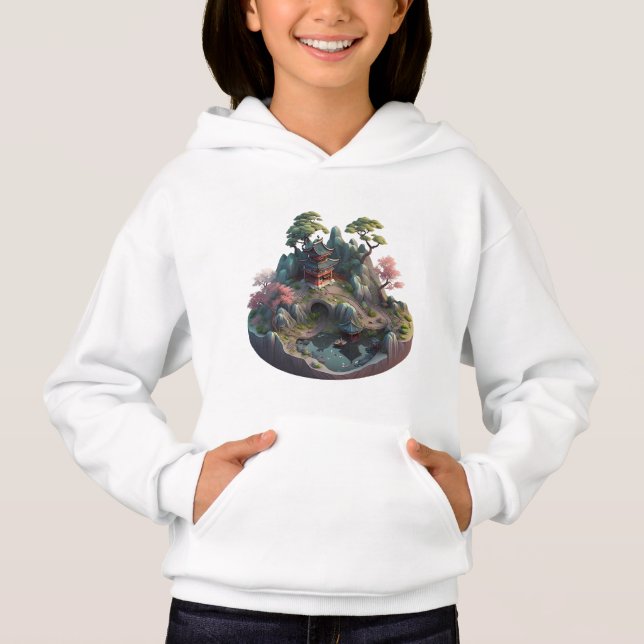 Cute Fantasía Paisaje 3D Hoodie Pullover del niño (Anverso)