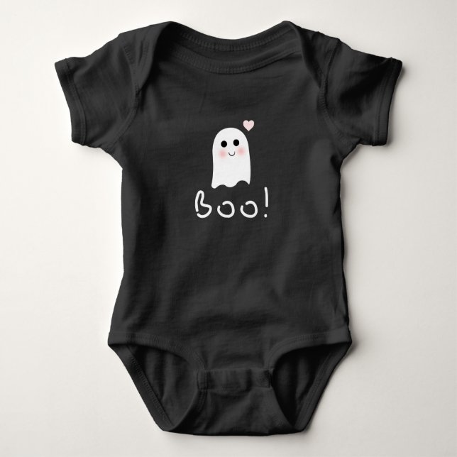 Cute fantasma Boo Happy Halloween Jersey Bodysuit (Anverso)