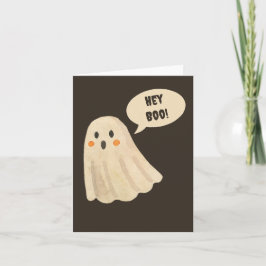 Cute fantasma "Hey Boo" Tarjeta de Saludo de Hallo