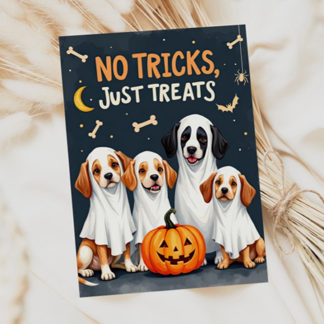 Cute fantasma perros divertida tarjeta Halloween (Subido por el creador)