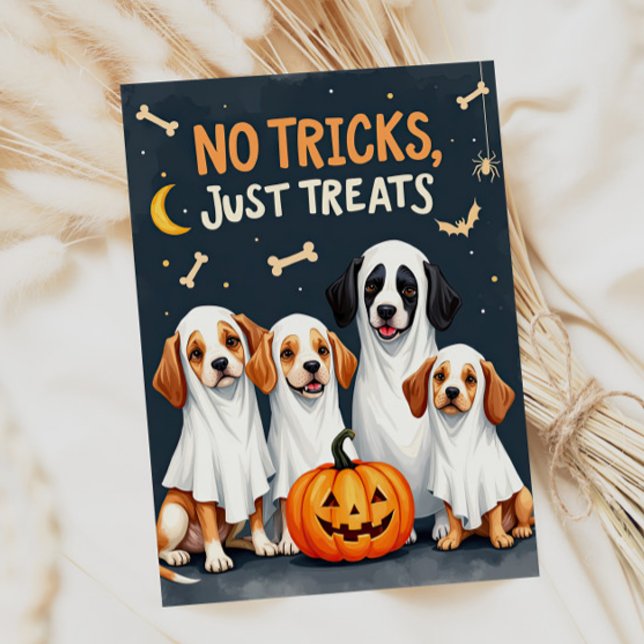 Cute fantasma perros divertida tarjeta Halloween (Cute ghost dog funny Halloween card)