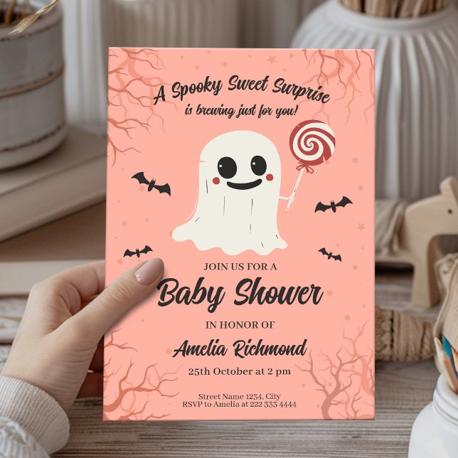 Cute fantasma tarjeta Baby Shower Spooky Sweet Hal (Subido por el creador)