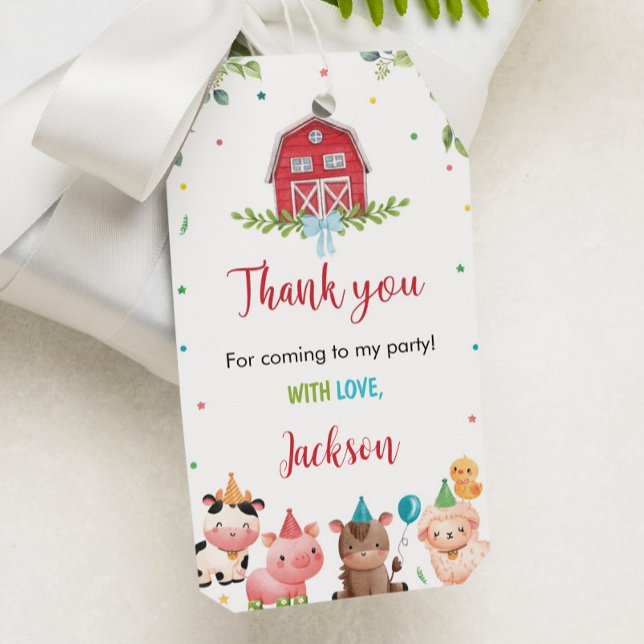 Cute Farm Animals Cumpleaños Gracias Etiqueta (Subido por el creador)