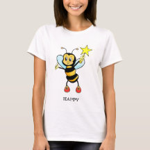 Cute feliz abeja de miel con estrella en camiseta 