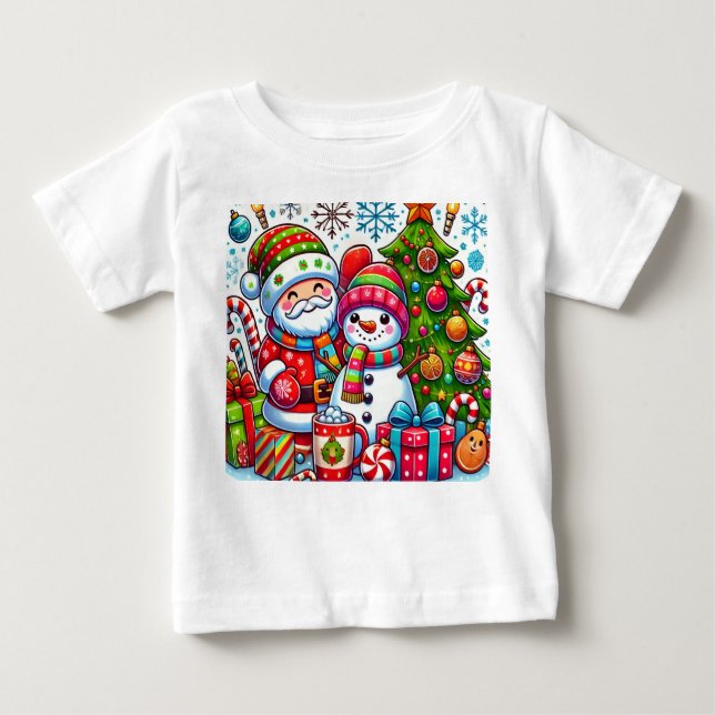 "Cute Feliz Navidad Bebé Camiseta - Holi Adorable (Anverso)