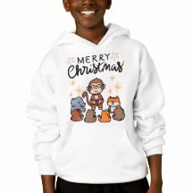"Cute Feliz Navidad Dibujo Animado Sudadera con Ca