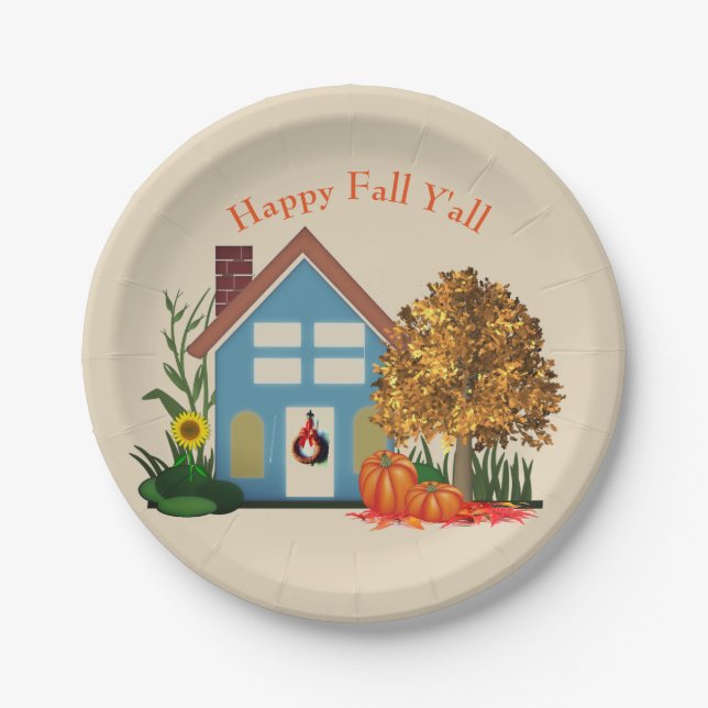 Cute Feliz Otoño Plato De Papel (Anverso)
