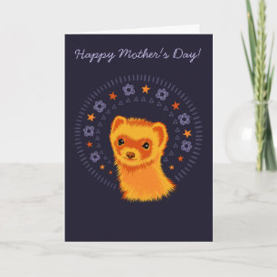 Cute ferret, mamá, tarjeta del Día de la Madre