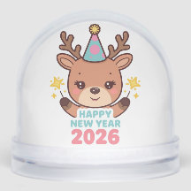 cute festive happy new year 2026 snow globe