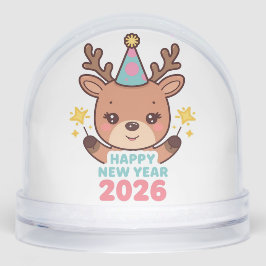 cute festive happy new year 2026 snow globe