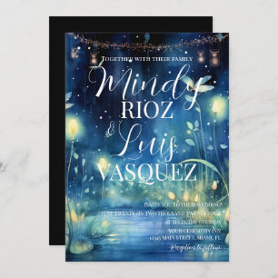Cute Fireflies String Luces Invitación a la boda
