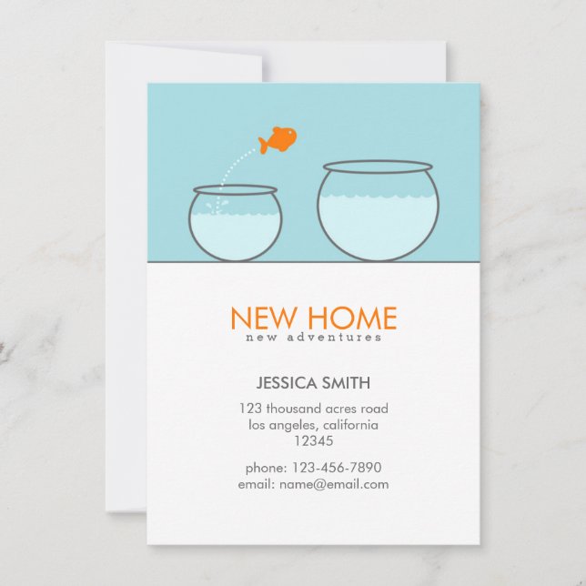 Cute Fish New Home Funny Invitación (Anverso)