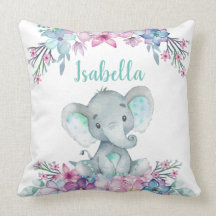 Cute Floral acuática bebé Cojín decorativo elefant
