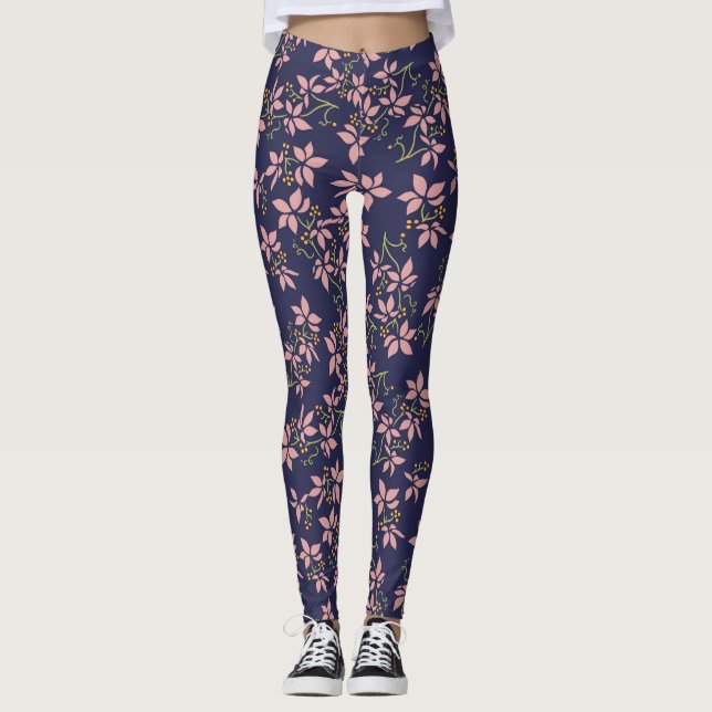 Cute Floral Purple Leggings (Anverso)
