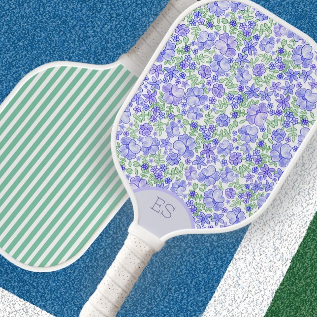 Cute floral raqueta de pickleball de franja verde  (Subido por el creador)