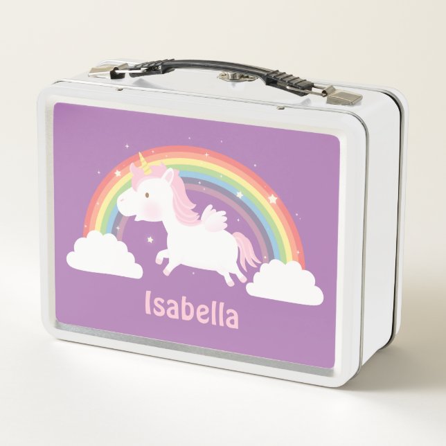 Cute Flying Unicorn and Rainbow Girls Personalized (Reverso)