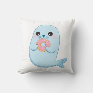 Cute Foca Azul con Almohada de Donut – An Kawaii O