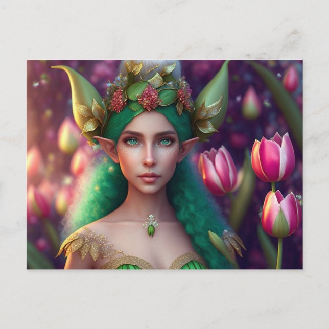 Cute Forest Elf, tarjeta postal para el cruce de p (Anverso)