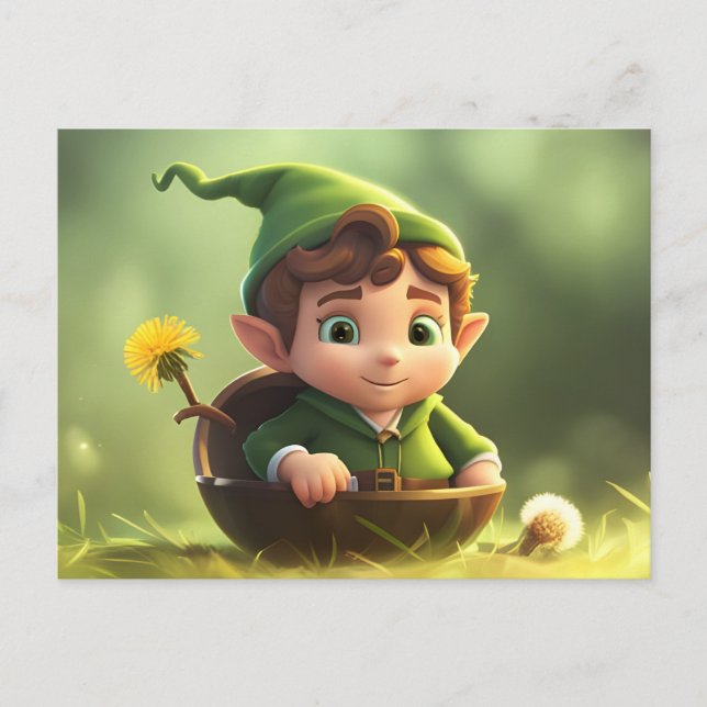Cute Forest Elf, tarjeta postal para el cruce de p (Anverso)