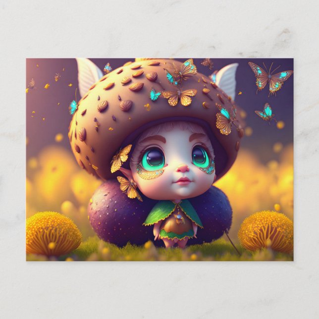 Cute Forest Elf, tarjeta postal para el cruce de p (Anverso)