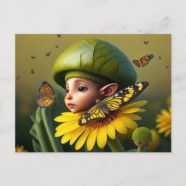 Cute Forest Elf, tarjeta postal para el cruce de p (Anverso)