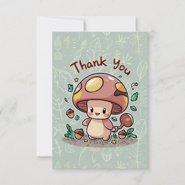Cute Forest Mushroom Tarjeta de agradecimiento (Anverso)