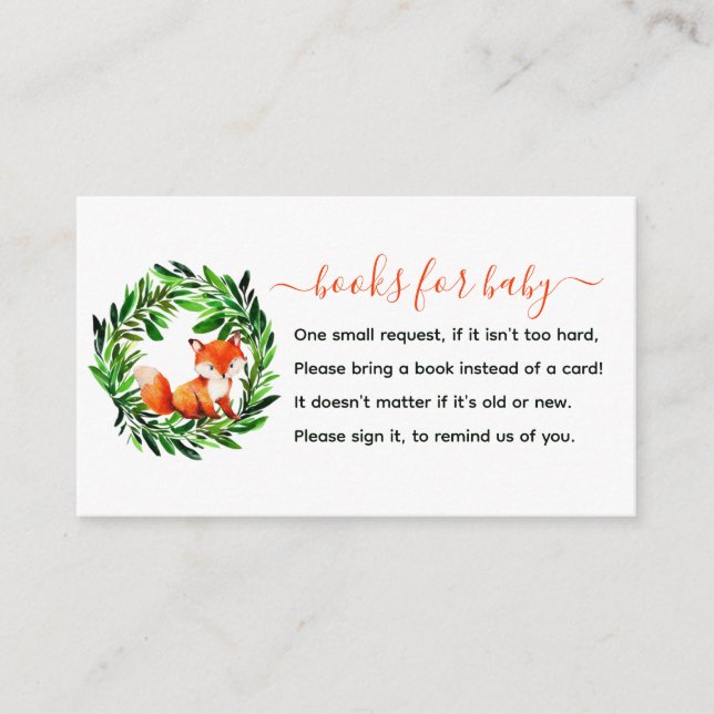 Cute Fox Books para la tarjeta de gabinete de Baby (Anverso)