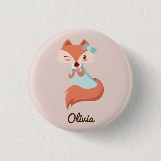 CUTE FOX CON BLUE BOW AGREGAR EL BOTÓN DE NOMBRE (Anverso)