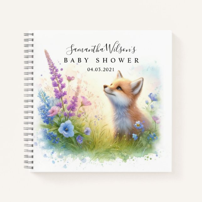 Cute Fox con libro de invitados de Baby Shower sob (Anverso)
